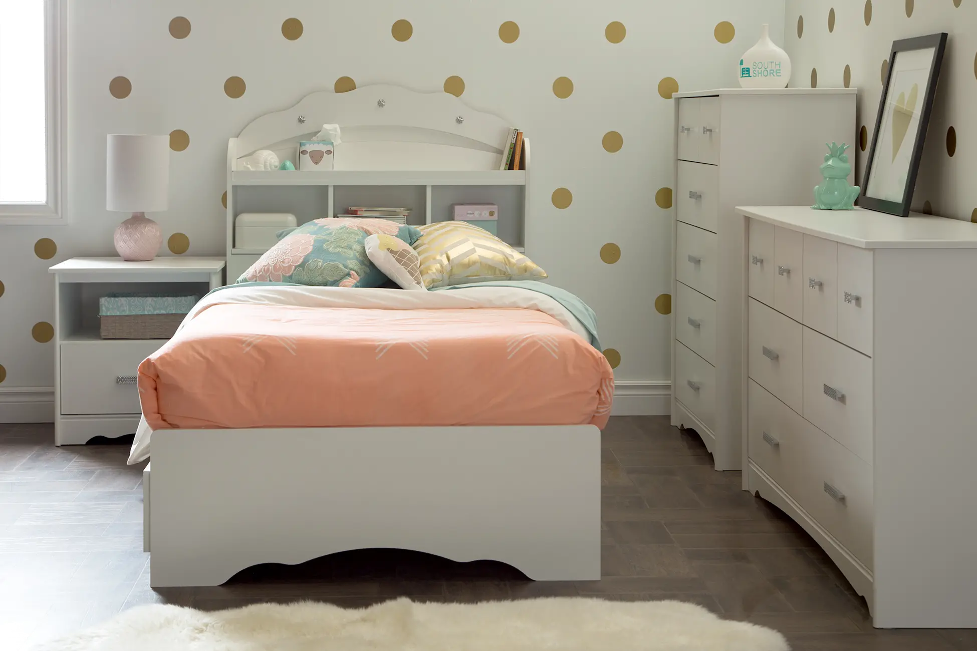9059010 White 6-Drawer Double Dresser - Tiara-3