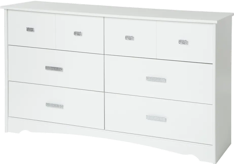 9059010 White 6-Drawer Double Dresser - Tiara-4