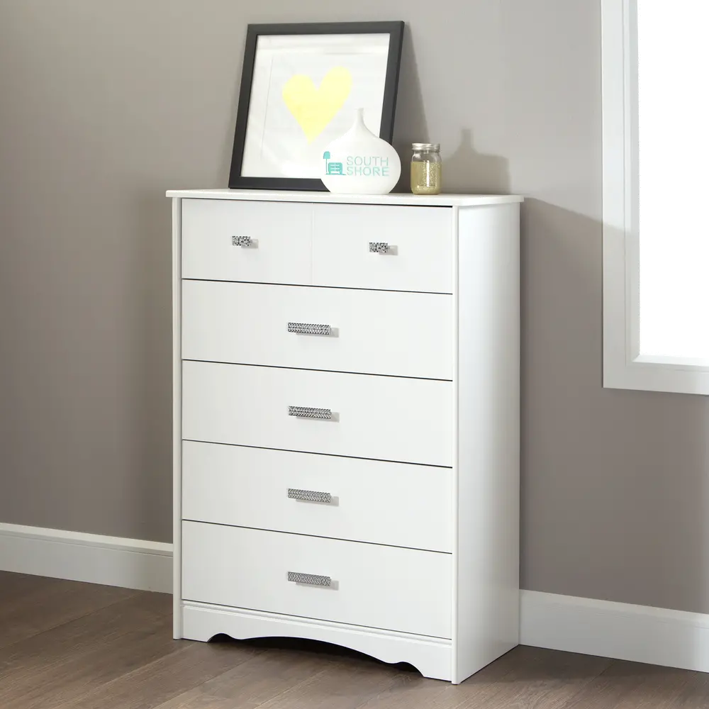 9059035 White 5-Drawer Chest - Tiara-1