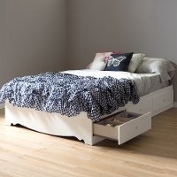 3550211 White Full Size Mates Bed with 3 Drawers (54 Inch) - Crystal