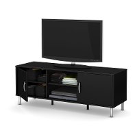 10000 57 Inch Modern Black TV Stand with Doors - Renta