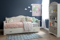 10003 White Twin Daybed with Storage - Tiara