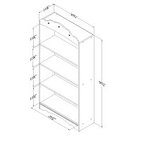 10002 White 4-Shelf Bookcase - Tiara -5