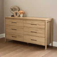 9068010 Rustic Oak 6-Drawer Double Dresser - Gravity