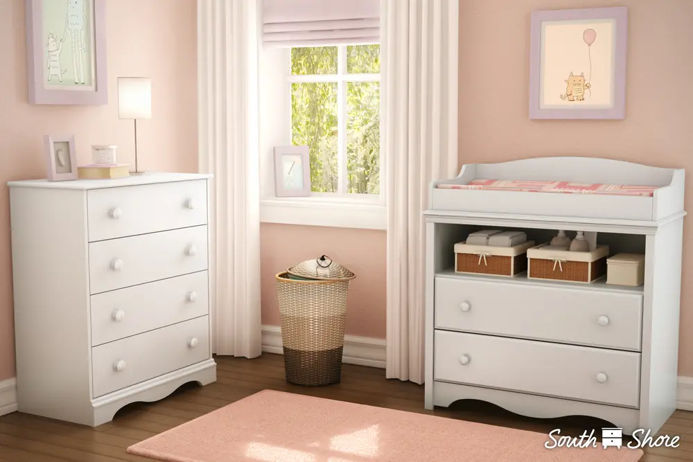 3680A2 White Changing Table and 4-Drawer Chest Set - Angel-1