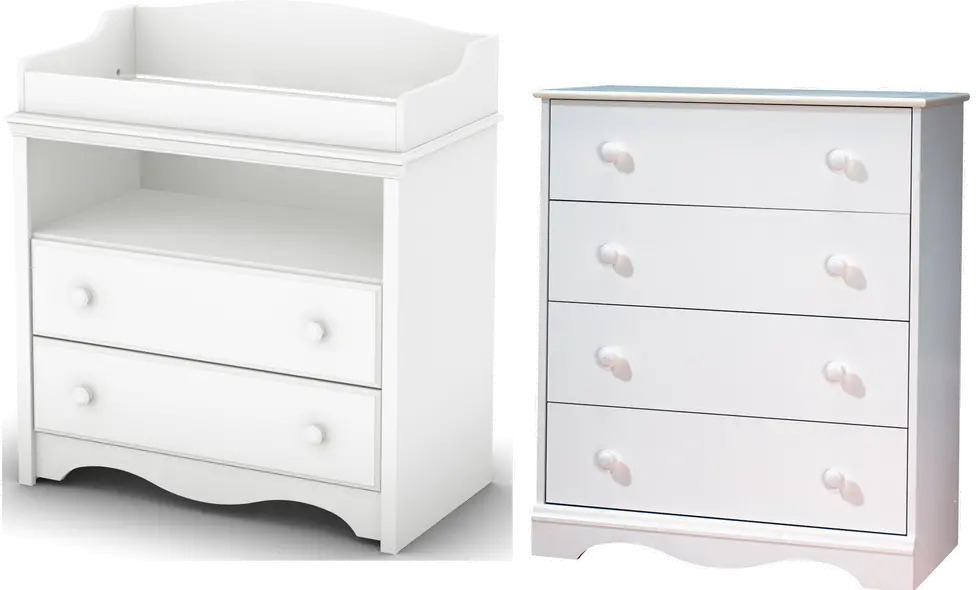 3680A2 White Changing Table and 4-Drawer Chest Set - Angel-2
