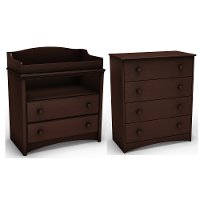 3559A2 Espresso Changing Table and 4-Drawer Chest Set - Angel