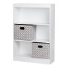8050141K White 3-Shelf Bookcase with 2 Storage Bins - Axess-1