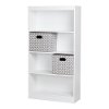 8050142K White 4-Shelf Bookcase with 2 Storage Bins - Axess-1