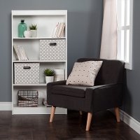 8050142K White 4-Shelf Bookcase with 2 Storage Bins - Axess-2