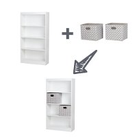 8050142K White 4-Shelf Bookcase with 2 Storage Bins - Axess-3