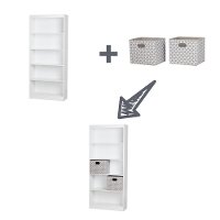 8050143K White 5-Shelf Bookcase with 2 Storage Bins - Axess-3
