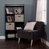 8050145K Black 4-Shelf Bookcase with 2 Storage Bins - Axess-2