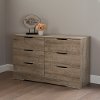 9075010 Weathered Oak 6-Drawer Double Dresser - Holland