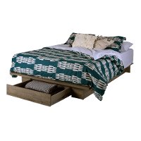 9075215 Weathered Oak Full/Queen Platform Bed with Drawer (54/60 Inch) - Holland-3