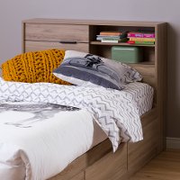 10092 Rustic Oak Twin Storage Headboard - Fynn
