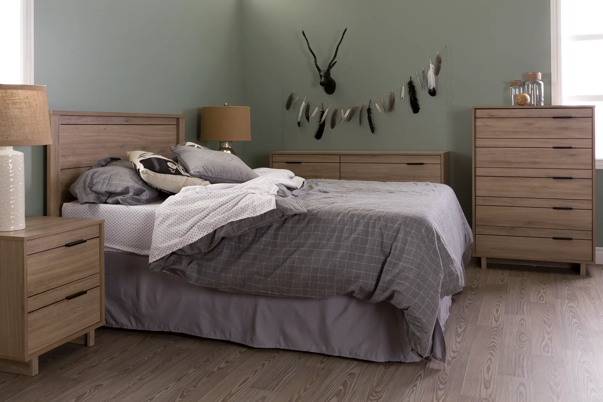 10094 Modern Rustic Oak Full Headboard - Fynn -3