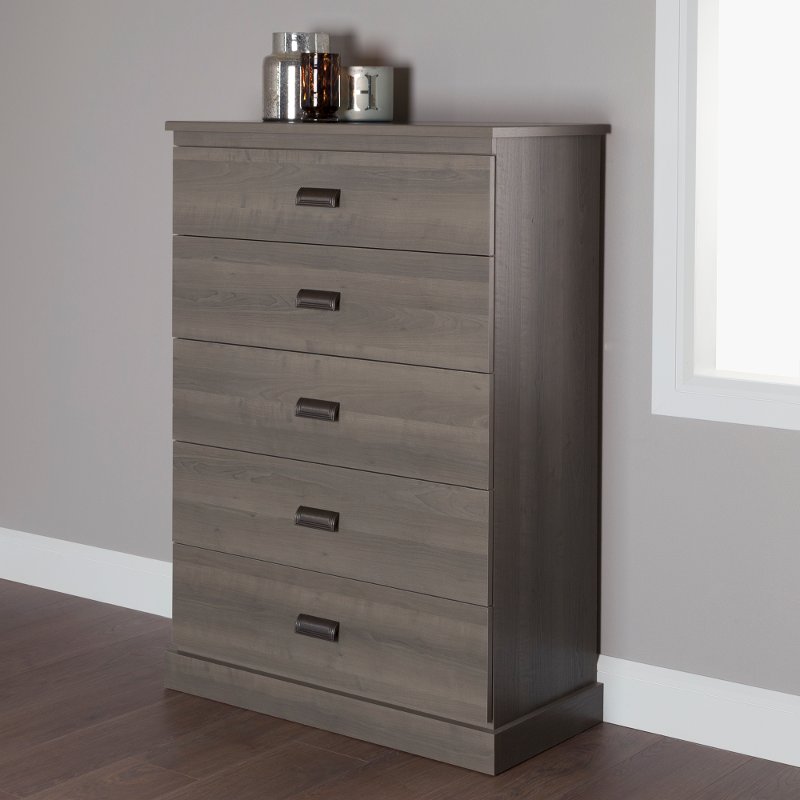 Gray Oak 5 Drawer Chest Gloria Rc Willey Furniture Store