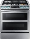 NX58K9850SS Samsung Double Oven Gas Range with Blue LED Illuminated Knobs - 5.8 cu. ft. Stainless Steel