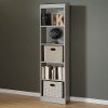 10134 Soft Gray Narrow 5-Shelf Bookcase - Axess-4