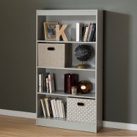 10136 Soft Gray 4-Shelf Bookcase - Axess
