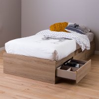 9067212 Rustic Oak Twin Storage Platform Bed - Fynn