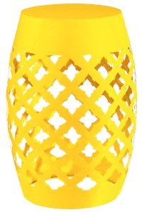 Sunny Yellow Quatrefoil Metal Stool
