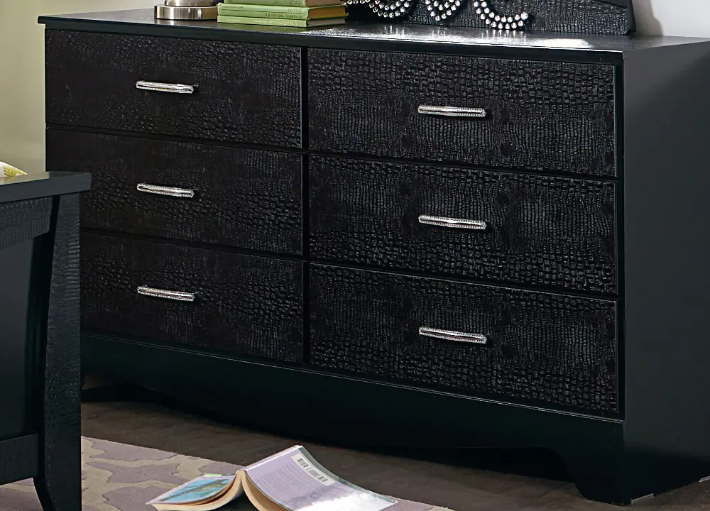 Vogue Black Contemporary 6-Drawer Dresser-1