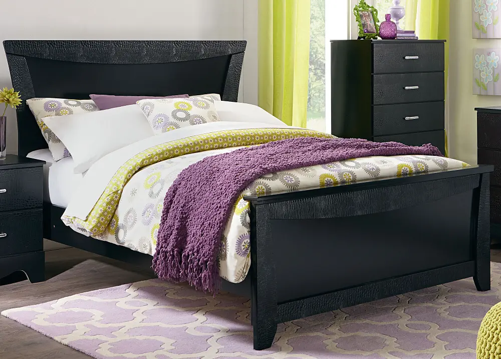 Vogue Black Contemporary Twin Panel Bed-1