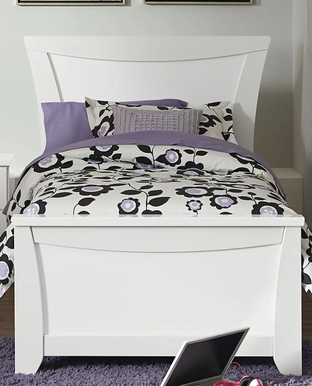 Vogue White Contemporary Twin Panel Bed-1
