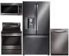 KIT LG 4 Piece Electric Kitchen Appliance Package with 29.6 cu. ft. French Door Refrigerator - Black Stainless Steel