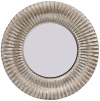 Round Distressed Wood Framed Mirror