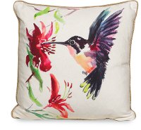 Hummingbird I and Floral Throw Pillow