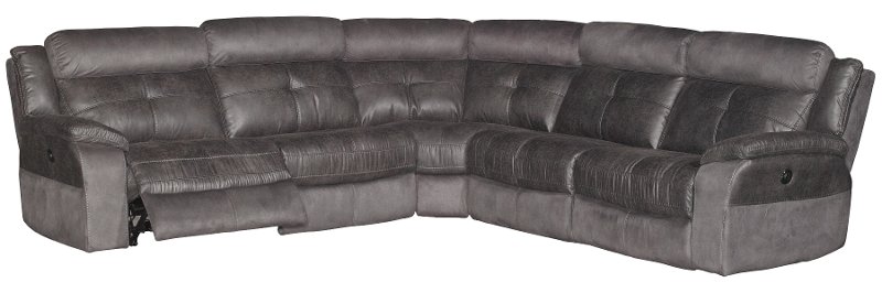 Gray 5 Piece 3x Manual Reclining Sectional Sofa Denver