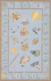 4 x 6 Small Baby Toys Blue Rug - 'Lil Mo Classic