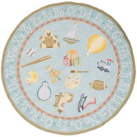 5' Round Baby Toys Blue Rug - 'Lil Mo Classic