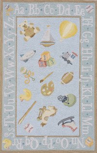 5 x 7 Medium Baby Toys Blue Rug - 'Lil Mo Classic
