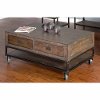 Rustic Brown Coffee Table on Wheels - Homestead