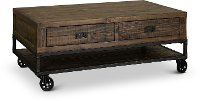 Rustic Brown Coffee Table on Wheels - Homestead-2