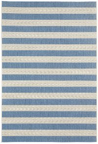 8 x 11 Large Striped Capri Blue Indoor-Outdoor Rug - Finesse