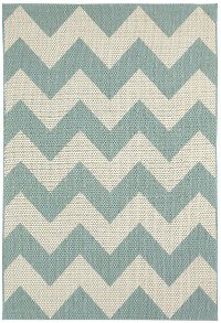4 x 6 Small Chevron Spa Blue Indoor-Outdoor Rug - Finesse