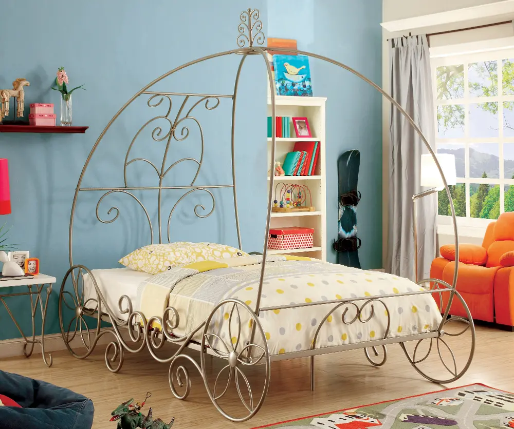 Carriage Champagne Gold Twin Metal Bed-1