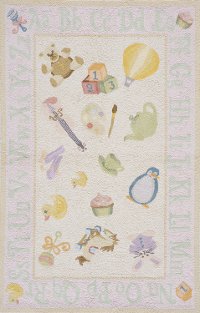 5 x 7 Medium Baby Toys Soft Pink Area Rug - 'Lil Mo Classic
