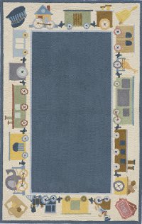 4 x 6 Small Choo Choo Train Blue Rug - Classic Train