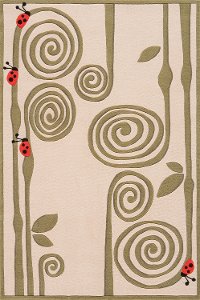 5 x 7 Medium Curly Fern Ivory and Green Area Rug - Whimsy Garden