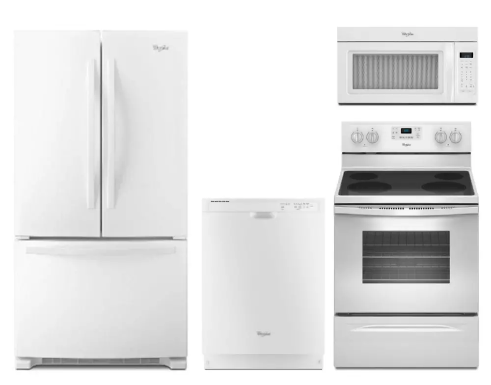 KIT Whirlpool White 4 Piece Electric Kitchen Appliance Package-1
