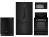 KIT Whirlpool Black 4 Piece Gas Kitchen Appliance Package