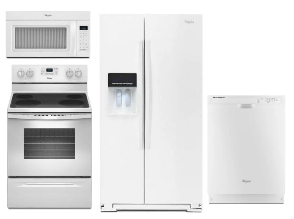 KIT Whirlpool White 4 Piece Electric Kitchen Appliance Package-1