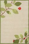 5 x 7 Medium Modern Birdie Ivory and Green Area Rug - Whimsy Garden-1
