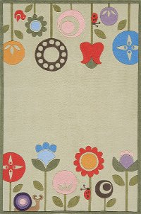 4 x 6 Small Garden Grass Green Area Rug - Whimsy Garden